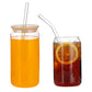 16oz Glass Cups with Lids and Straws