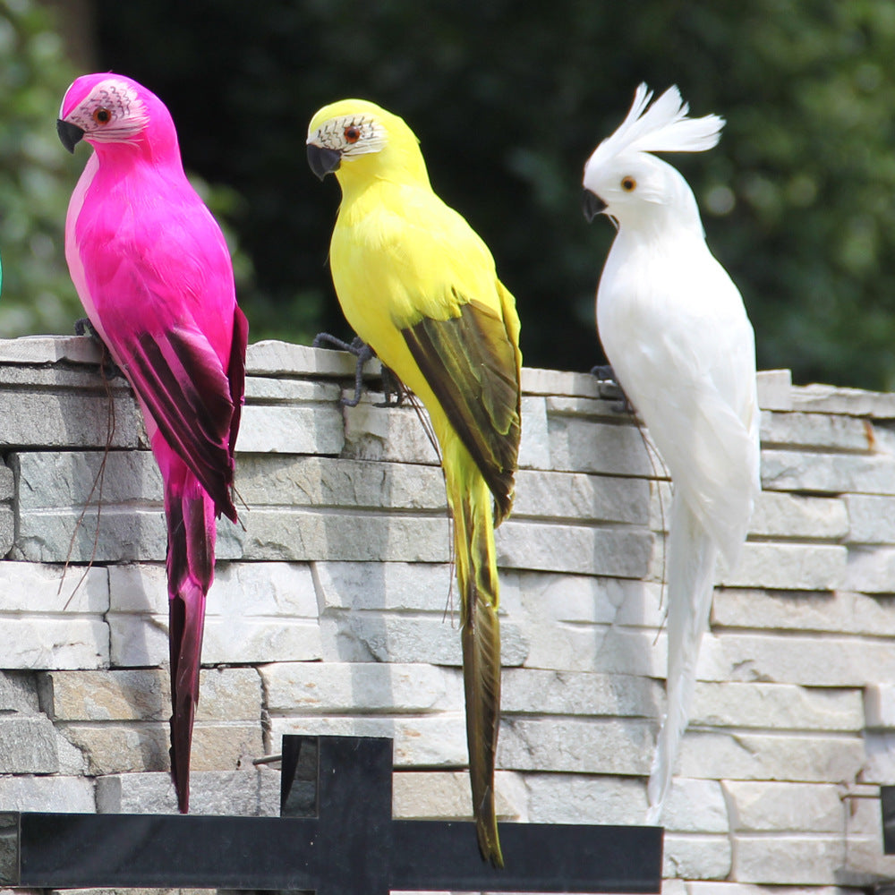 6-Pack Artificial Parrot Feathered Bird Garden Ornament 25cm