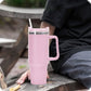 40oz Stainless Steel Water Tumbler with 10Pcs Cute Silicone Straw Caps For Stanley  Cup