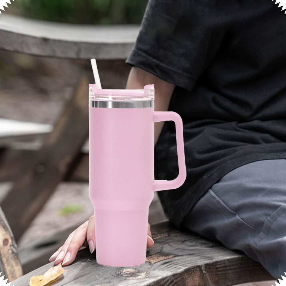 40oz Stainless Steel Water Tumbler with 10Pcs Cute Silicone Straw Caps For Stanley  Cup