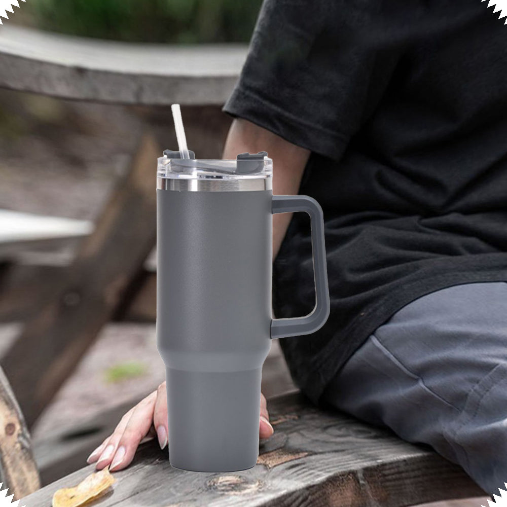 40oz Stainless Steel Water Tumbler with 10Pcs Cute Silicone Straw Caps For Stanley  Cup