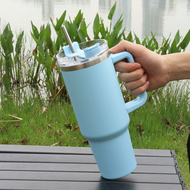 40oz Stainless Steel Water Tumbler with 10Pcs Cute Silicone Straw Caps For Stanley  Cup