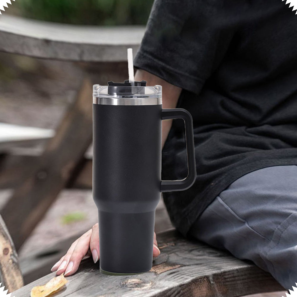 40oz Stainless Steel Water Tumbler with 10Pcs Cute Silicone Straw Caps For Stanley  Cup