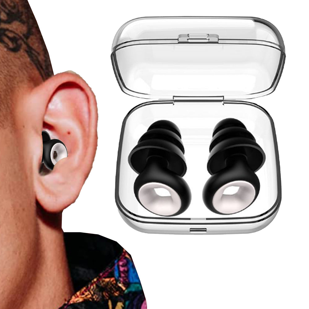 Pair of Reusable Hoop Noise Reduction Earplugs with Storage Box