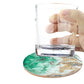 6Pcs Marble Textured Round Coasters with Cork Base and Metal Holder Set