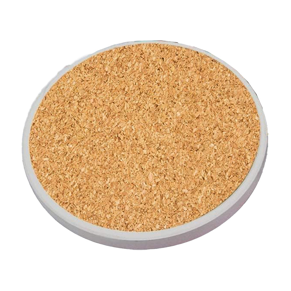 6Pcs Marble Textured Round Coasters with Cork Base and Metal Holder Set