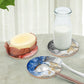 6Pcs Marble Textured Round Coasters with Cork Base and Metal Holder Set