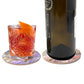 6Pcs Marble Textured Round Coasters with Cork Base and Metal Holder Set