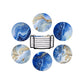 6Pcs Marble Textured Round Coasters with Cork Base and Metal Holder Set