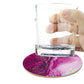 6Pcs Marble Textured Round Coasters with Cork Base and Metal Holder Set
