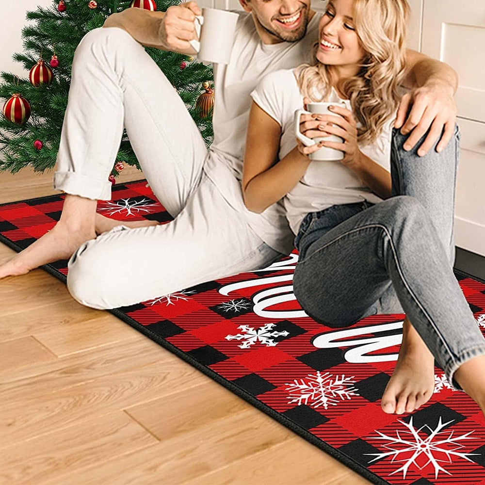 2Pcs 40X60+40X110CM Christmas Kitchen Washable Floor Mat-Snowflakes