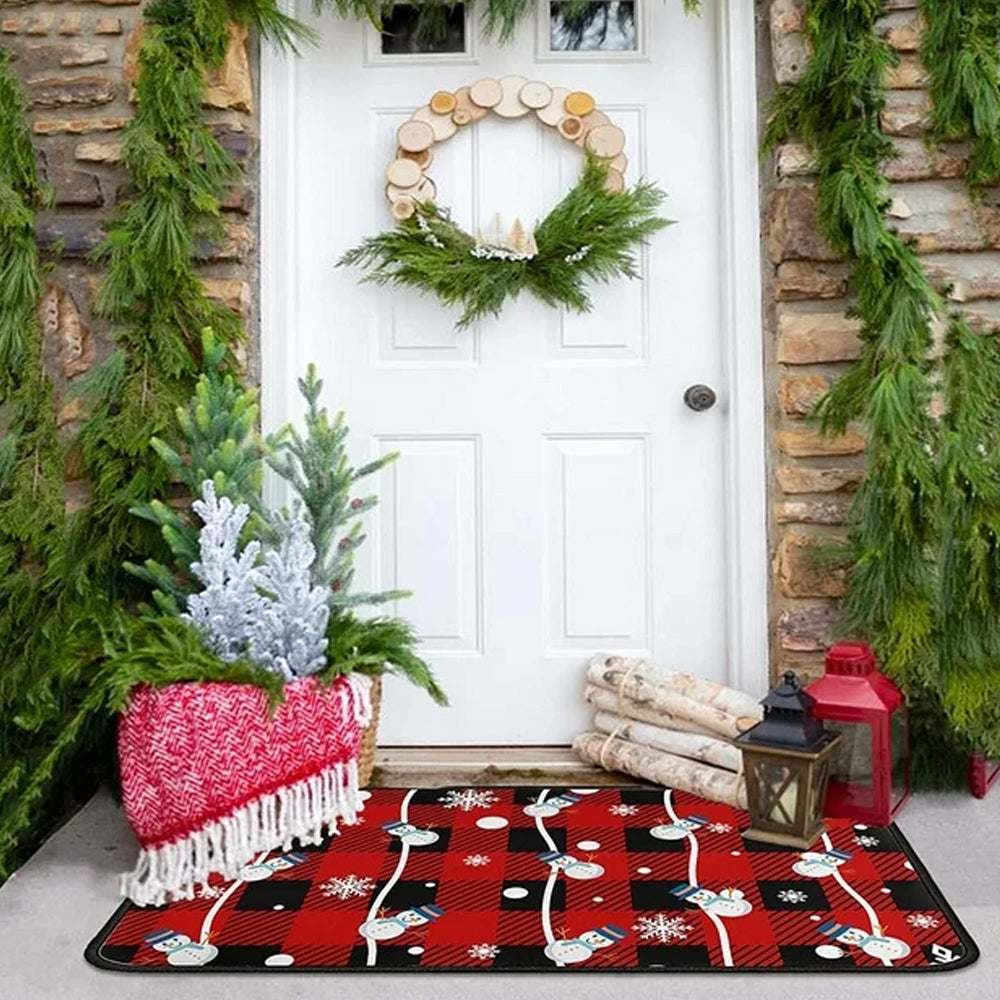 2Pcs 40X60+40X110CM Christmas Kitchen Washable Floor Mat-Snowman
