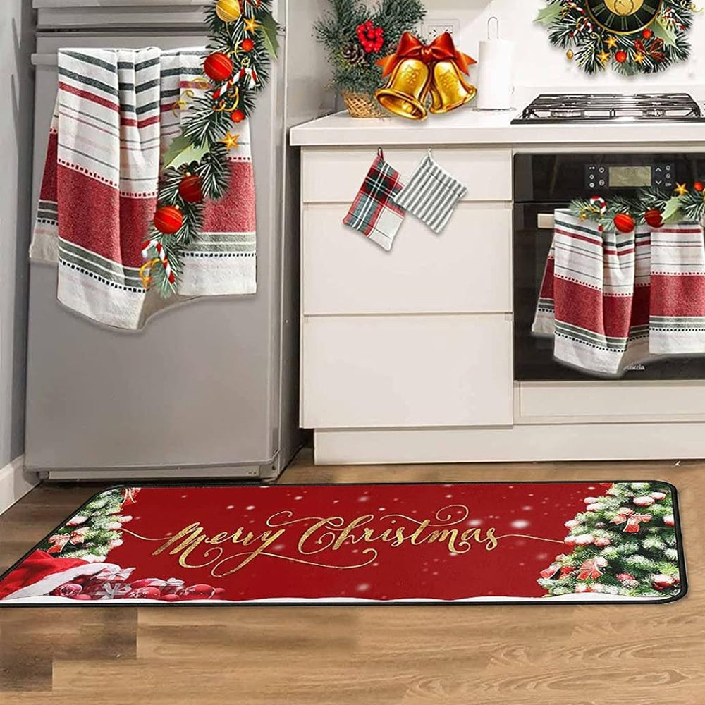 2Pcs 40X60+40X110CM Christmas Kitchen Washable Floor Mat-Merry Christmas