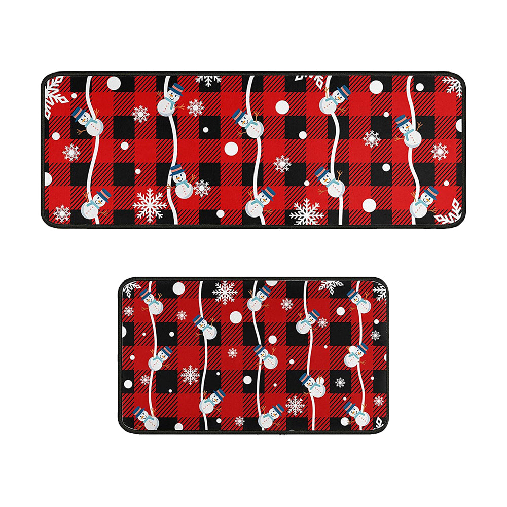 2Pcs 40X60+40X110CM Christmas Kitchen Washable Floor Mat-Snowman
