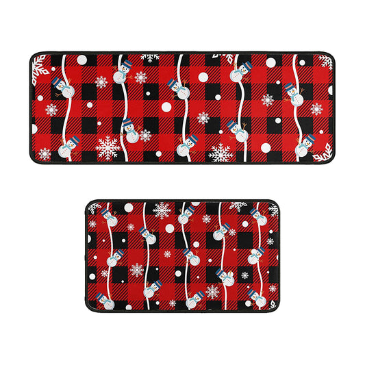 2Pcs 40X60+40X110CM Christmas Kitchen Washable Floor Mat-Snowman