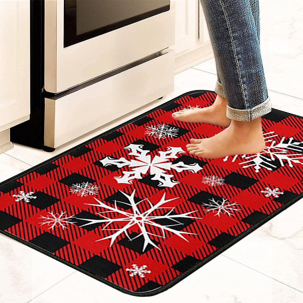 2Pcs 40X60+40X110CM Christmas Kitchen Washable Floor Mat-Snowflakes