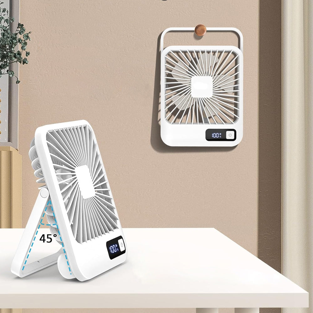 2000mAh 5 Speed USB 180 Degree Foldable Digital Display Desktop Fan
