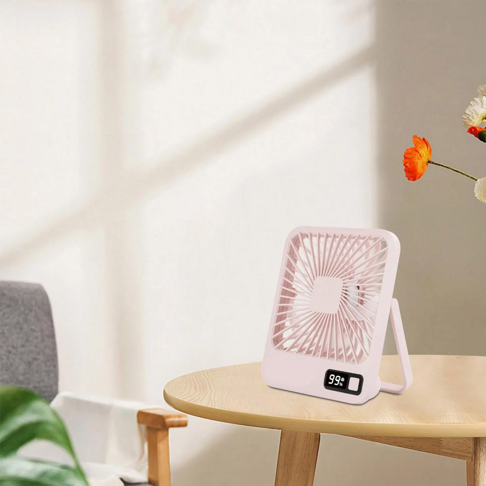2000mAh 5 Speed USB 180 Degree Foldable Digital Display Desktop Fan