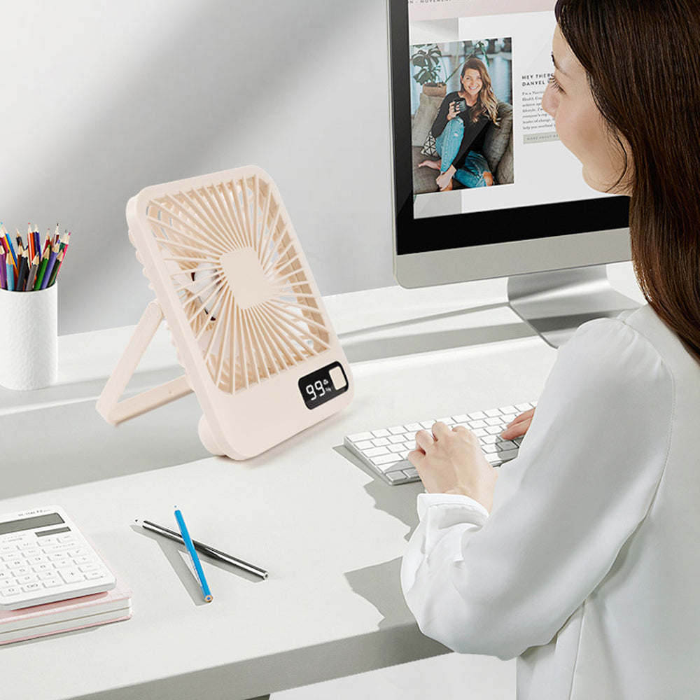 2000mAh 5 Speed USB 180 Degree Foldable Digital Display Desktop Fan