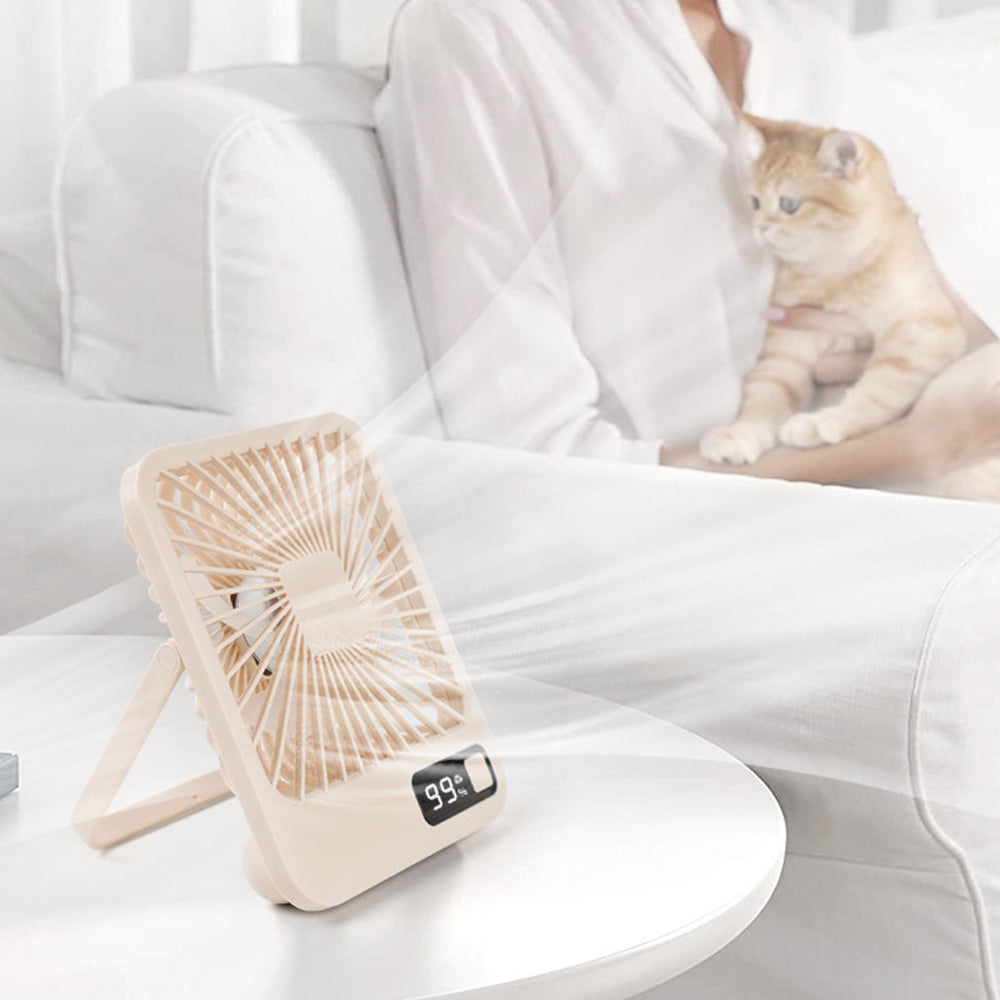 2000mAh 5 Speed USB 180 Degree Foldable Digital Display Desktop Fan