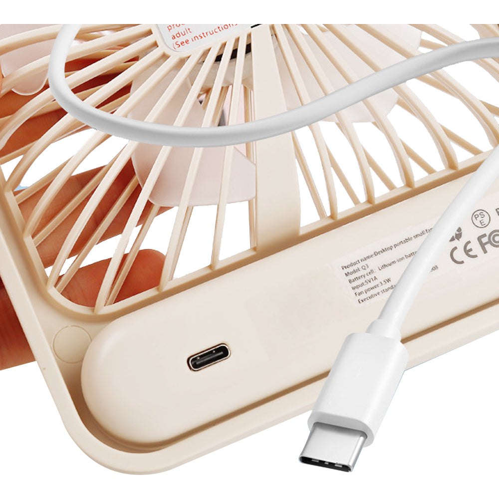 2000mAh 5 Speed USB 180 Degree Foldable Digital Display Desktop Fan