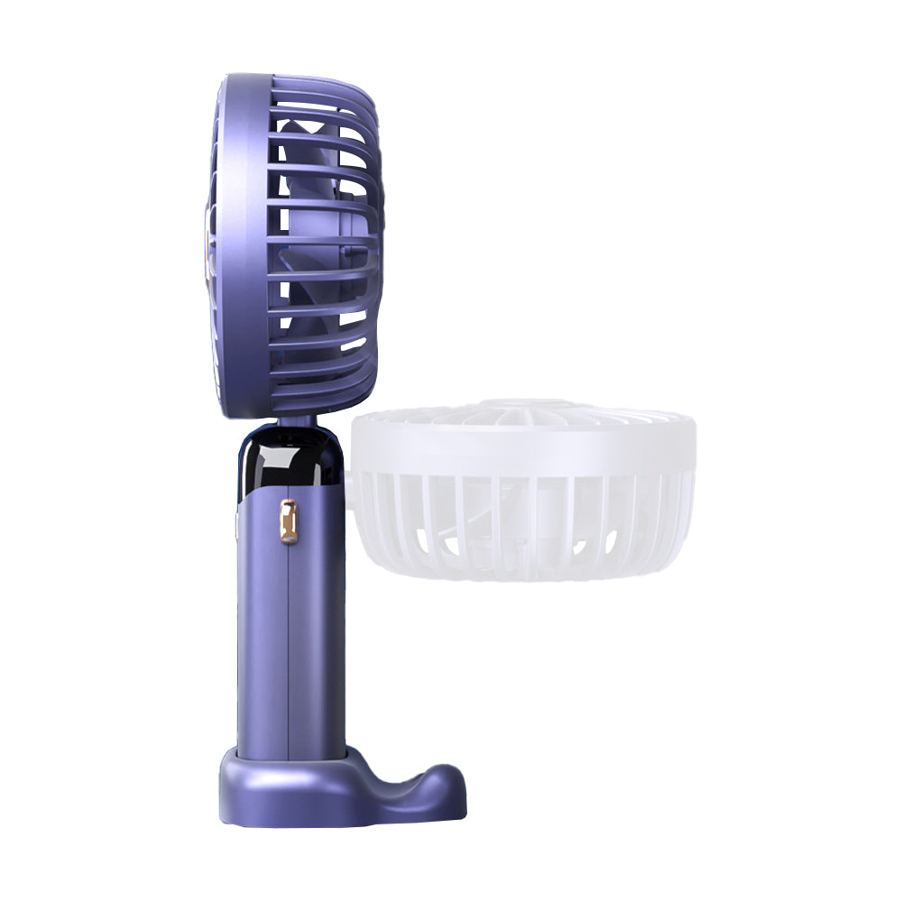 3-in-1 4000mAh 5 Speed USB Handheld Mini Folding Digital Display Fan with Lanyard and Base