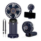 3-in-1 4000mAh 5 Speed USB Handheld Mini Folding Digital Display Fan with Lanyard and Base