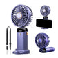 3-in-1 4000mAh 5 Speed USB Handheld Mini Folding Digital Display Fan with Lanyard and Base
