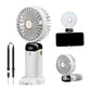 3-in-1 4000mAh 5 Speed USB Handheld Mini Folding Digital Display Fan with Lanyard and Base