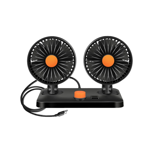 USB Portable 360 Degree Rotatable Dual-Head Car Fan with 3 Speed