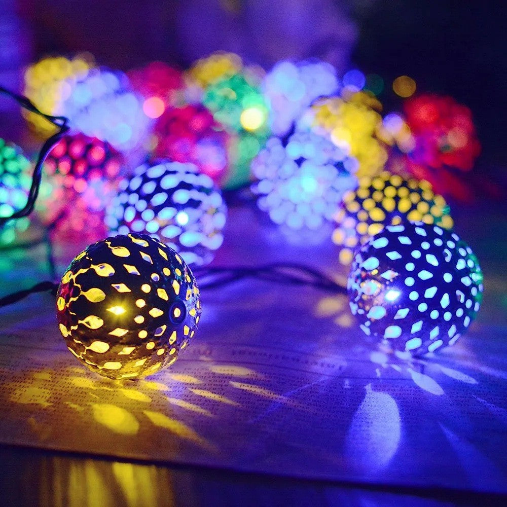 LED Moroccan Globe String Lights -Mixed Color