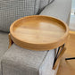 Couch Arm Tray Table Wooden Round Sofa Armrest Holder