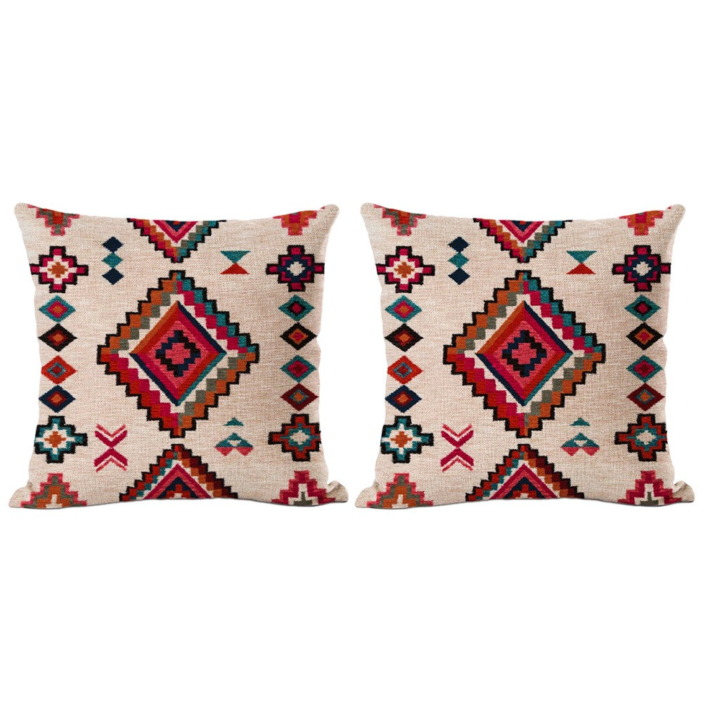 2Pcs Pillow Cover Colorful Boho Printed Cushion Cover