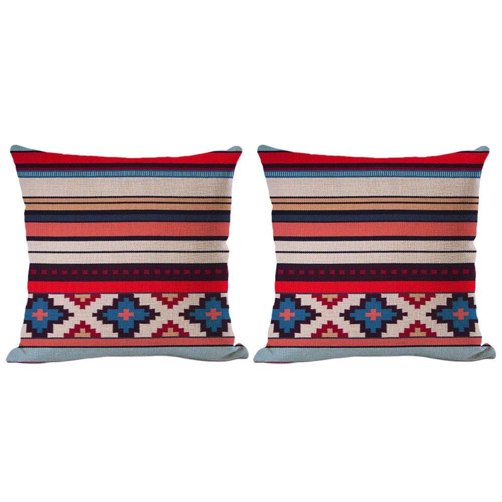 2Pcs Pillow Cover Colorful Boho Printed Cushion Cover