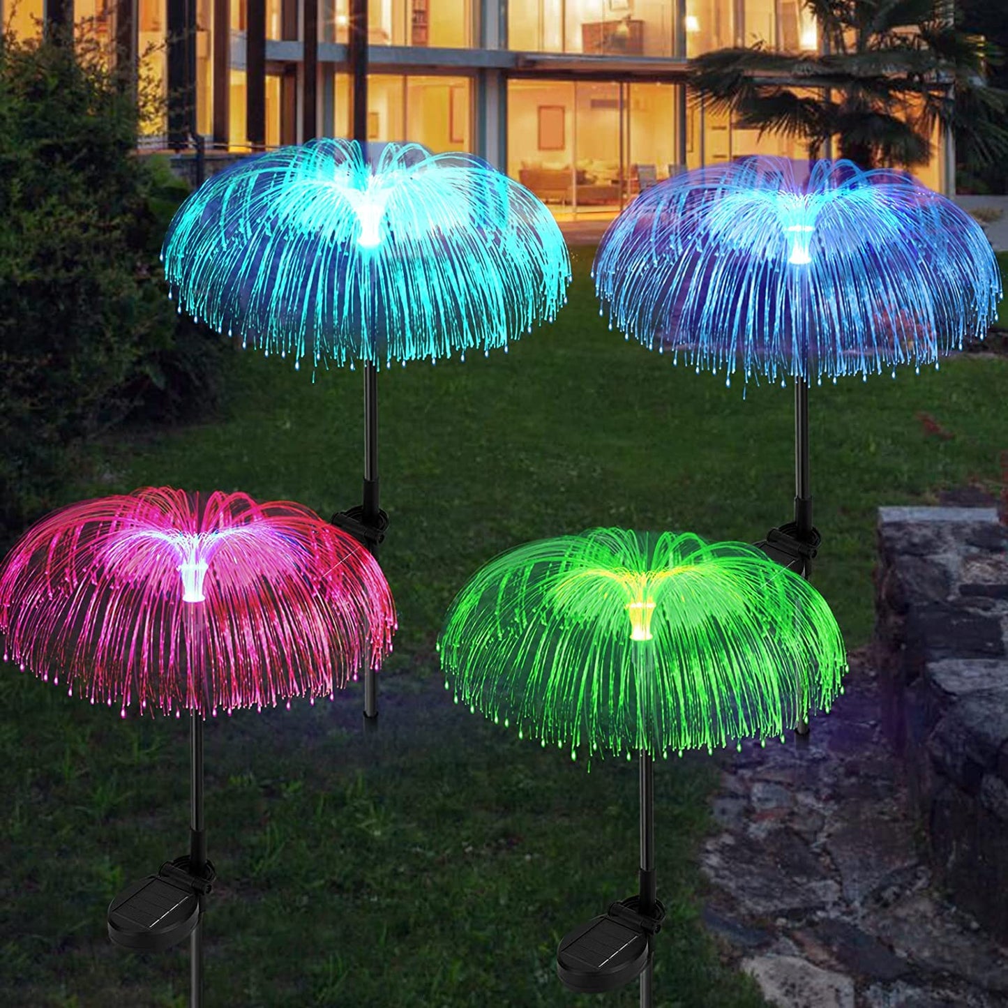 2-Pack Solar Jellyfish Lights for Yard Garden Pathway