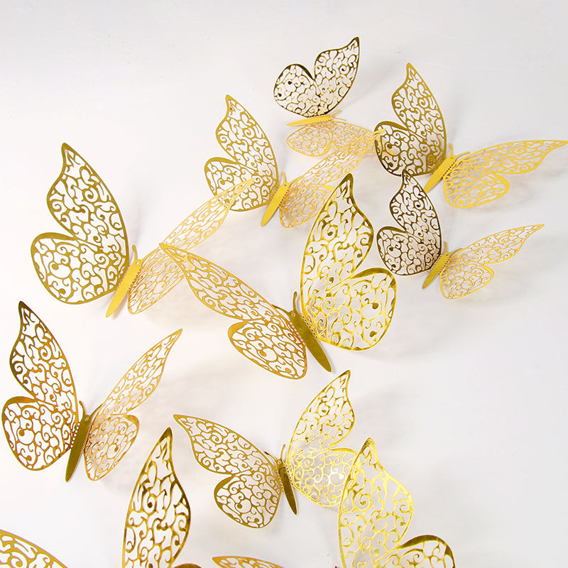 72Pcs 3D DIY Butterfly Wall Decal Stickers -Gold