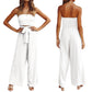 Women Strapless Belted Wide Leg Jumpsuit