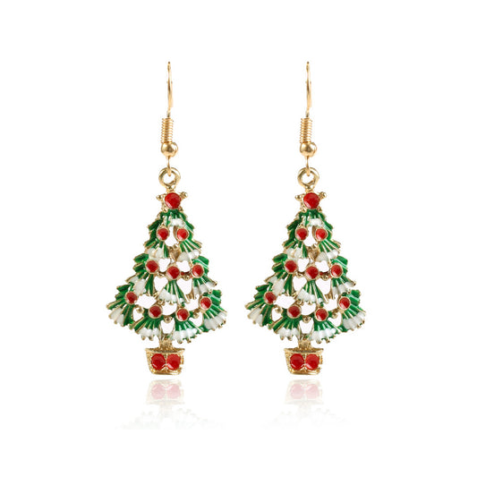 1Pair Women Christmas Tree Dangle Earrings