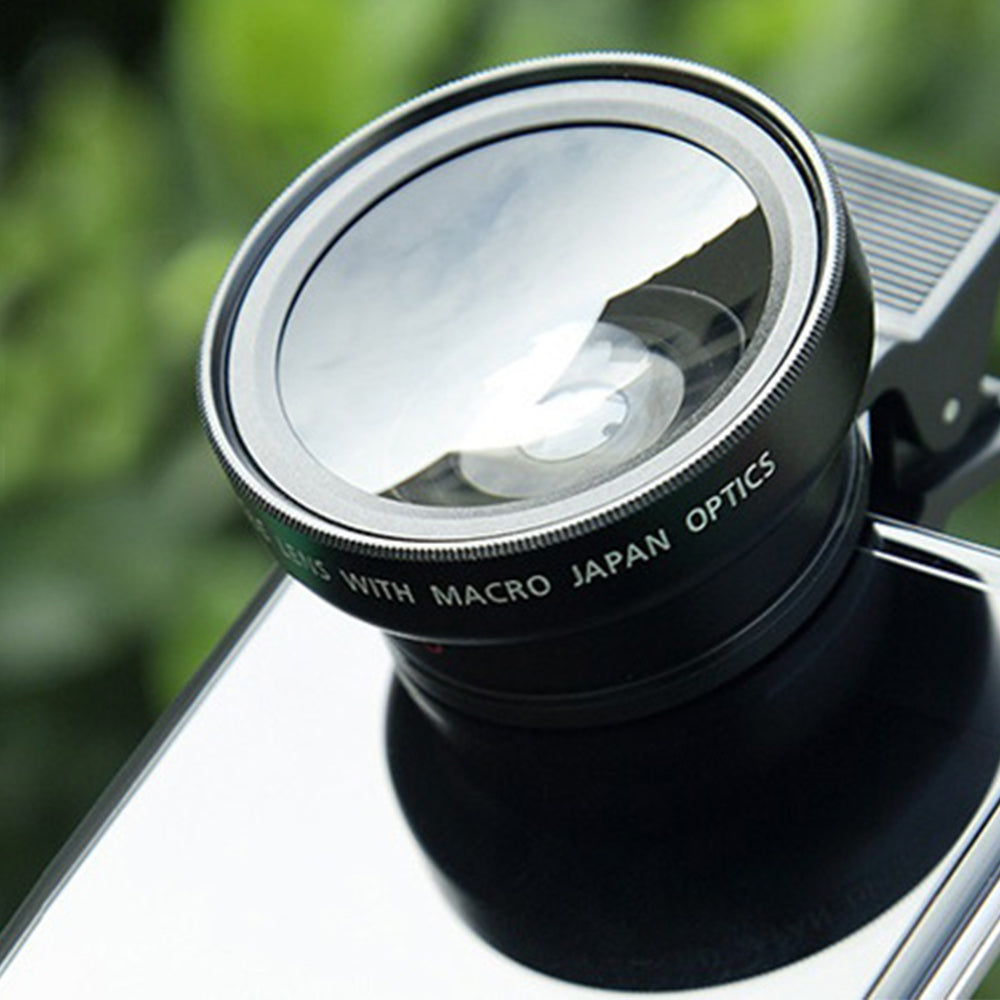 2Pcs 2 in1 Portable37mm 0.45X 49UV Wide Angle Macro Cell Phone Camera Lens Kit