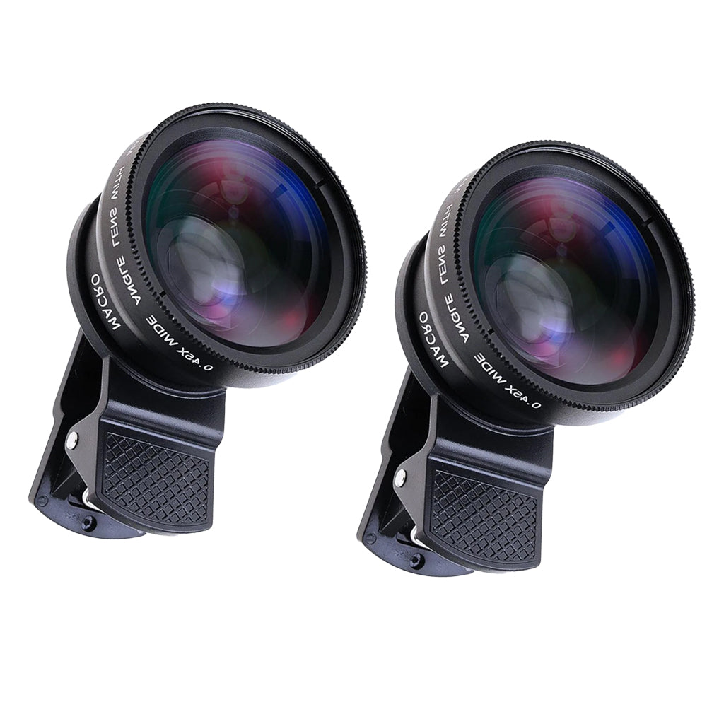 2Pcs 2 in1 Portable37mm 0.45X 49UV Wide Angle Macro Cell Phone Camera Lens Kit