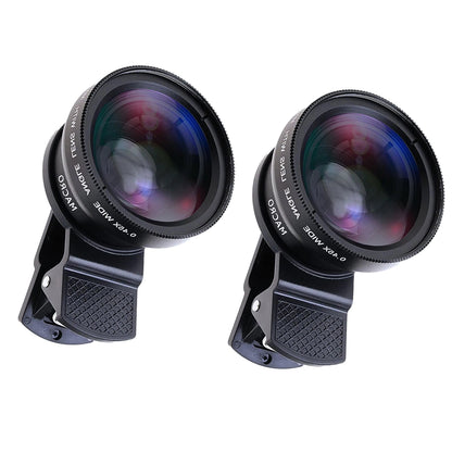 2Pcs 2 in1 Portable37mm 0.45X 49UV Wide Angle Macro Cell Phone Camera Lens Kit