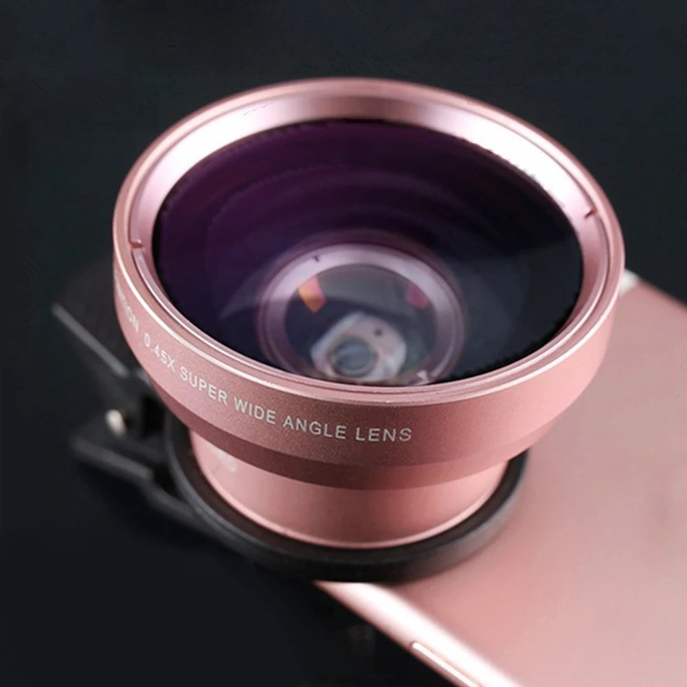 2Pcs 2 in1 Portable37mm 0.45X 49UV Wide Angle Macro Cell Phone Camera Lens Kit