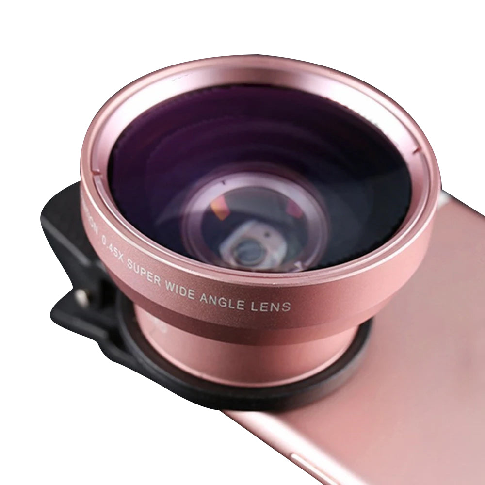 2Pcs 2 in1 Portable37mm 0.45X 49UV Wide Angle Macro Cell Phone Camera Lens Kit