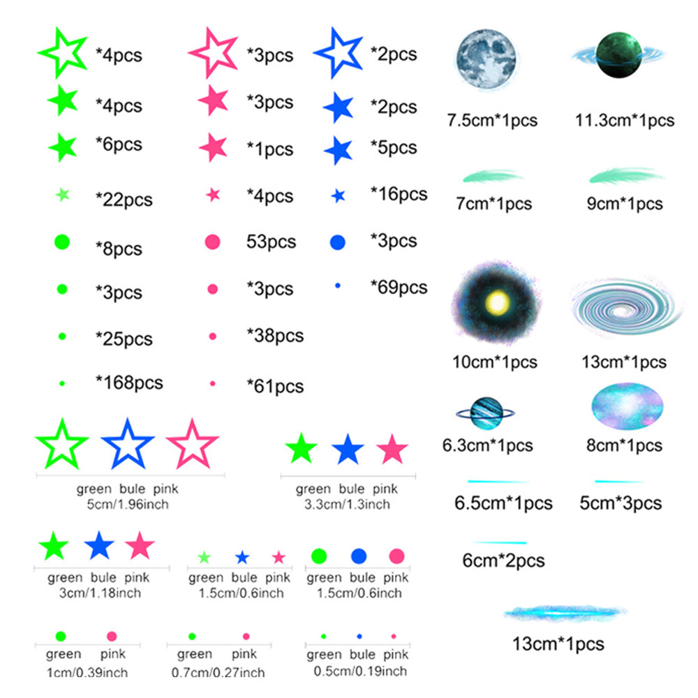 497Pcs Luminous Stars Self-adhesive Kid's Room Wall Stickers