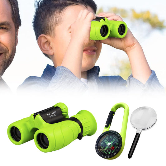 1 Set of 8X Magnification HD Kids Binoculars Compact Kids Toy with Compass and Magnifying Glass