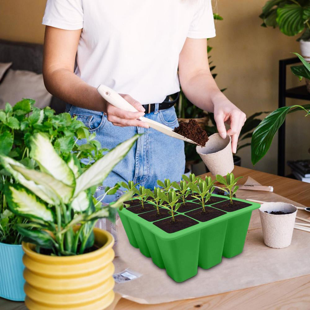 12-Cell Seedling Pots Tray Reusable Silicone Seedling Pot