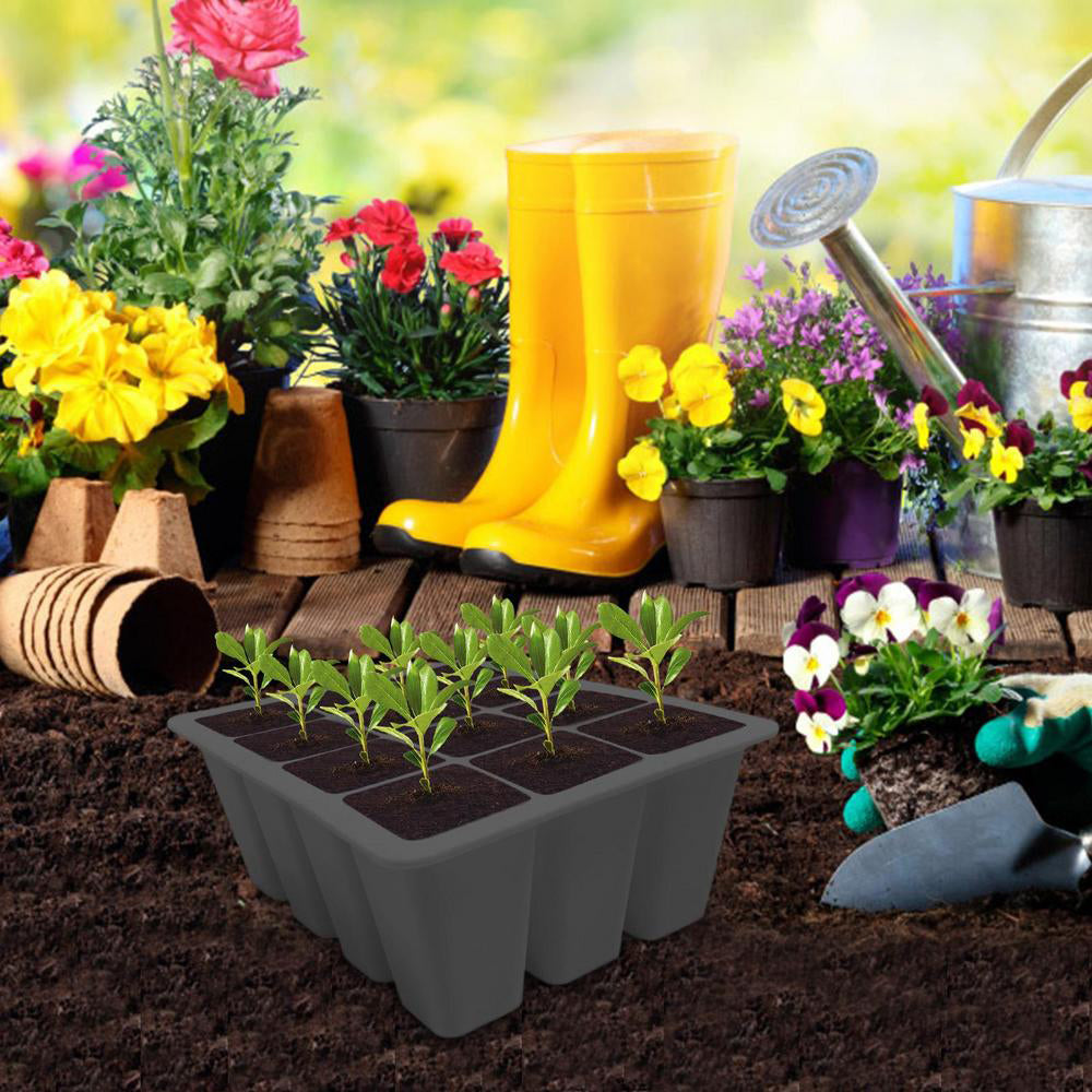 12-Cell Seedling Pots Tray Reusable Silicone Seedling Pot