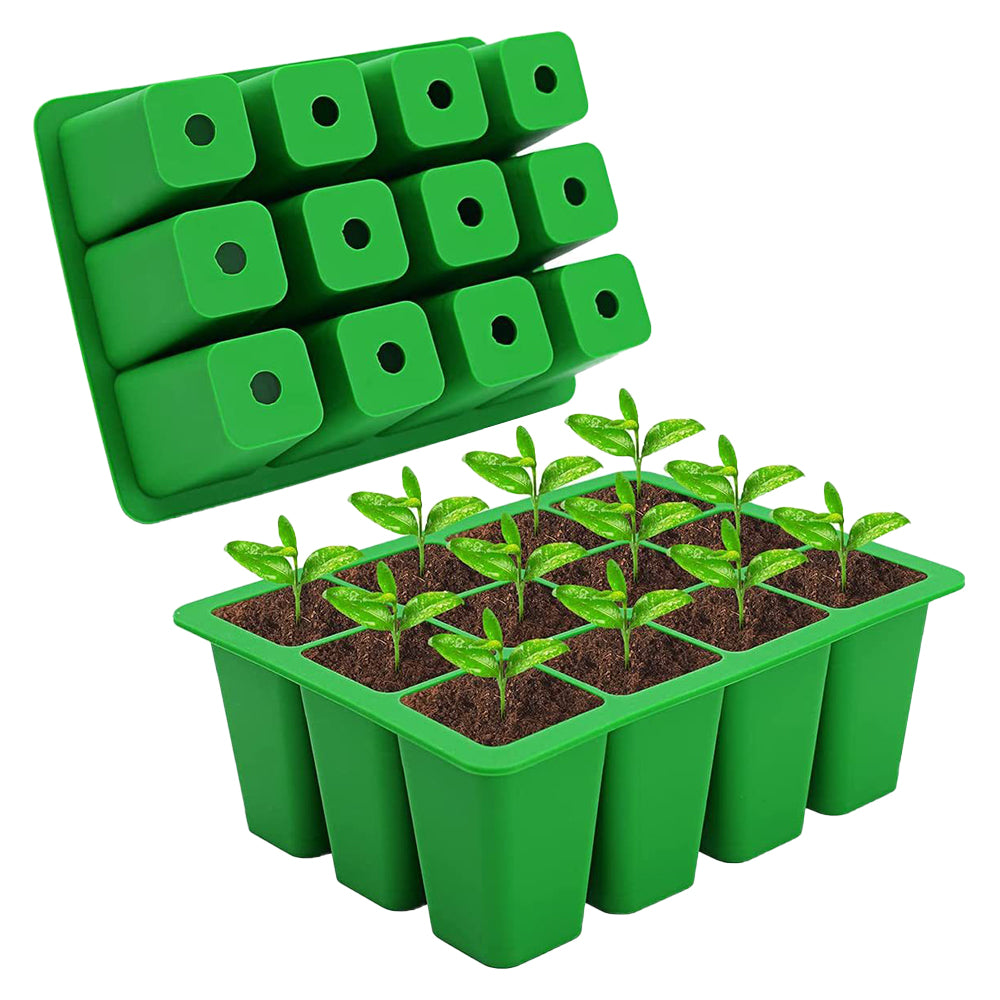 12-Cell Seedling Pots Tray Reusable Silicone Seedling Pot
