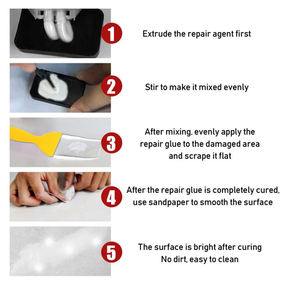 2Pcs Tile Repair Paste Kit Porcelain Ceramic Tile Repair Filler Tile Repair Agent Set