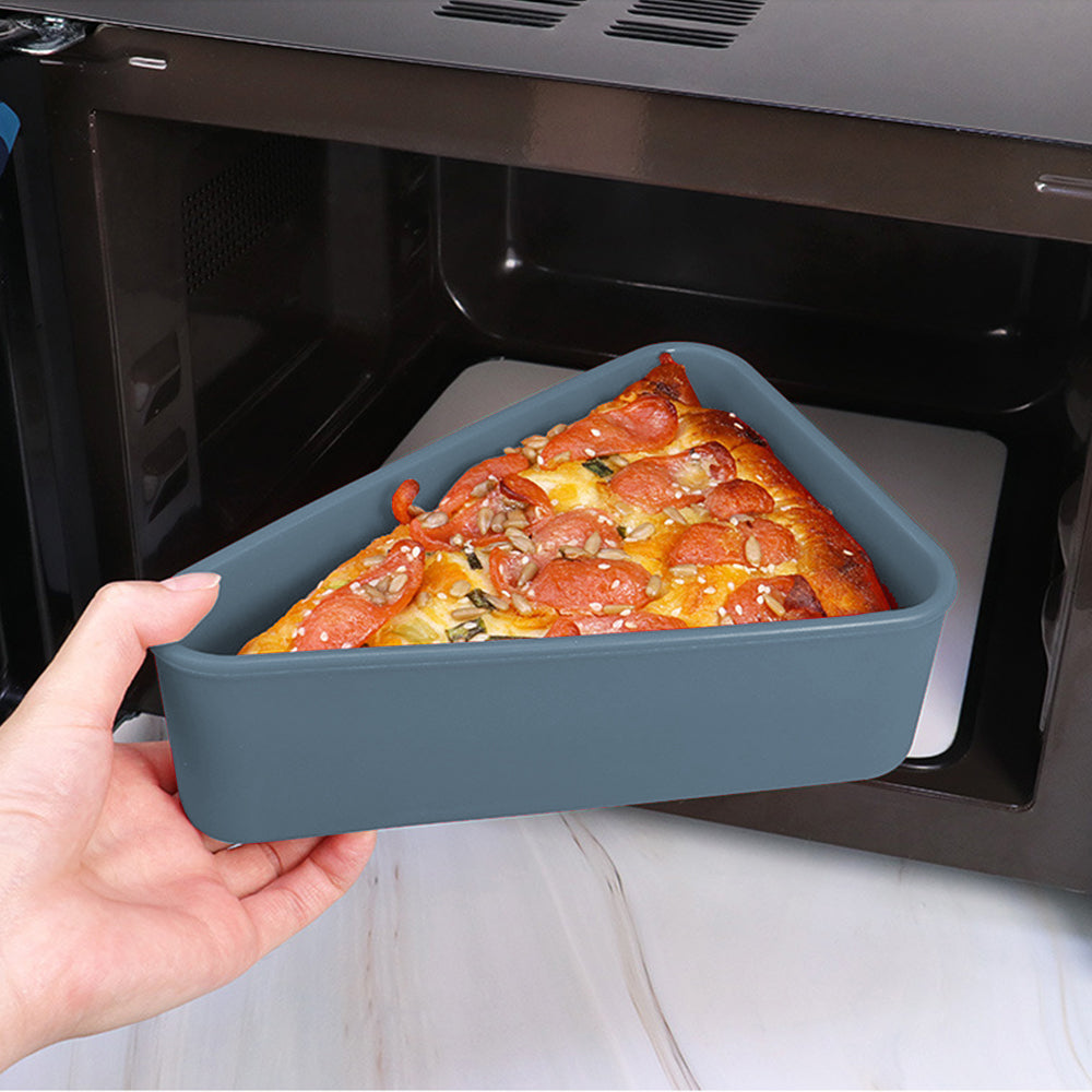 Silicone Reusable Pizza Slice Storage Container with Microwavable Serving Tray for Travel Hiking Camping